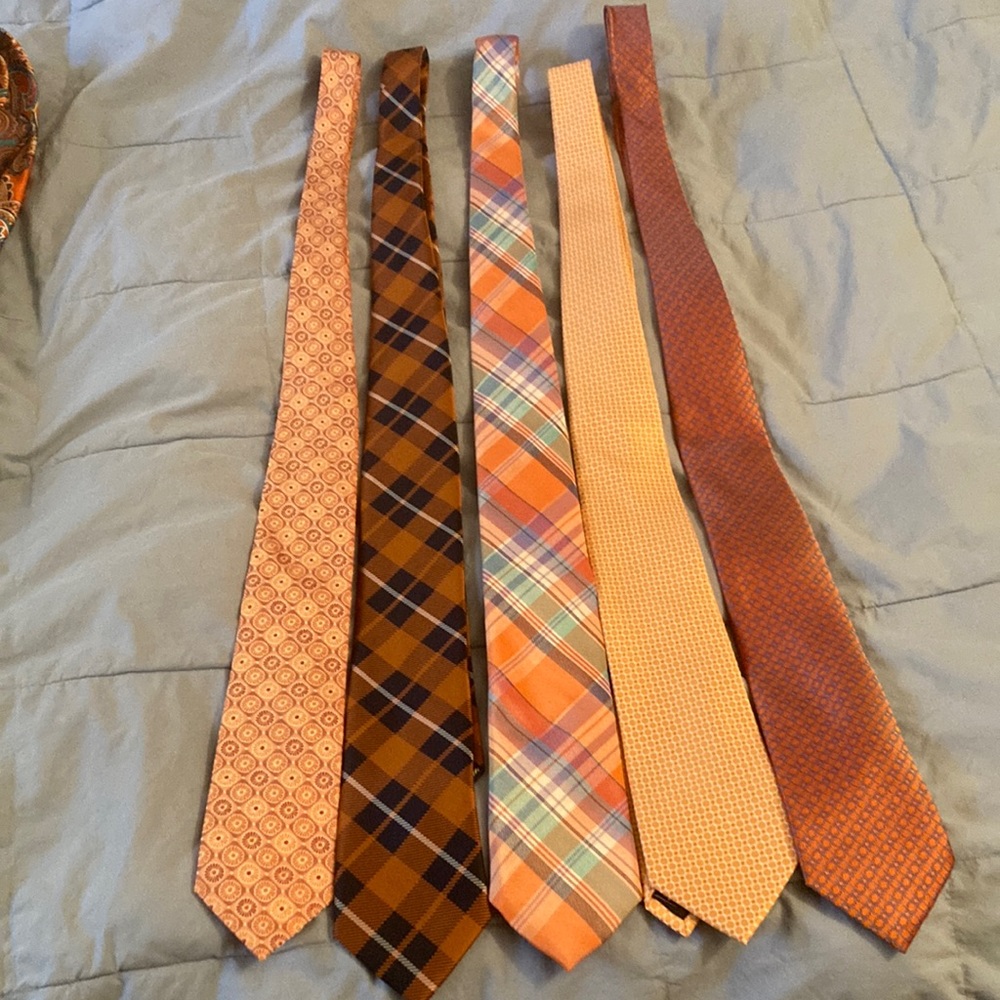 5 for 50 fun Orange ties…multiple designers perfect condition